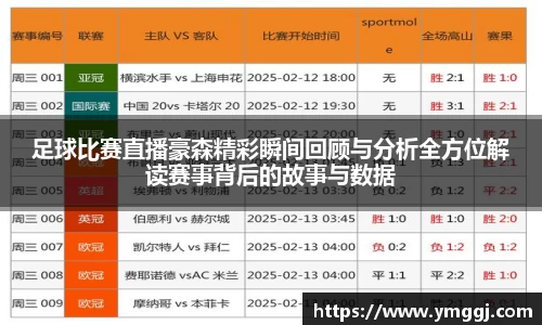 足球比赛直播豪森精彩瞬间回顾与分析全方位解读赛事背后的故事与数据